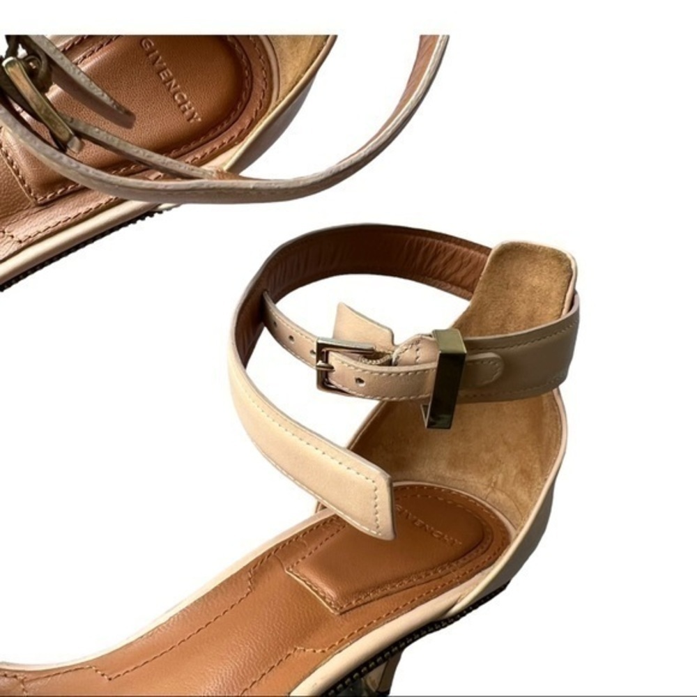 Givenchy Nadia Ankle Strap Kitten Heel Nude Leather Sandals Size 37 - Picture 10 of 10